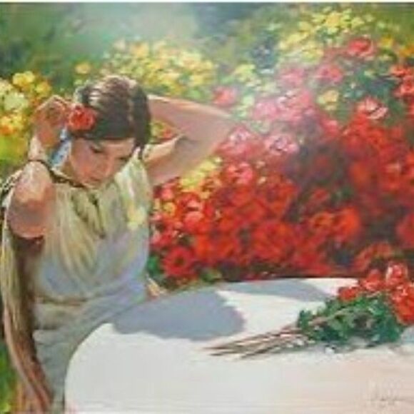 Other - "Une Rose dans les Cheveux" by Del Signore Littorio Serigraph